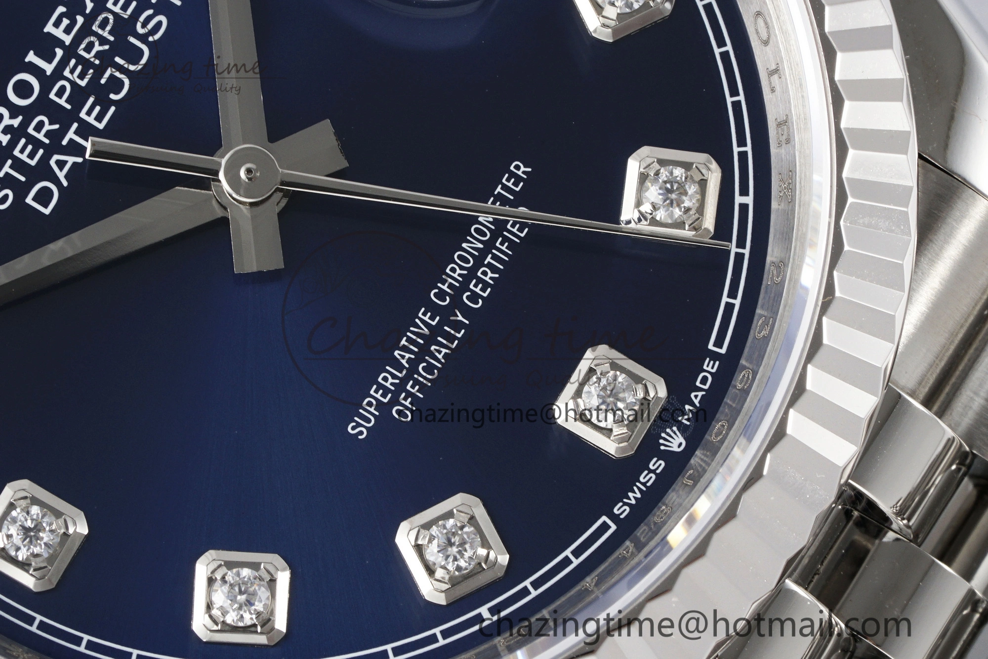 SmoothTexture DateJust 36 SS 116234 VSF 1:1 Best Edition 904L Steel Blue Diamonds Dial on Jubilee Bracelet VS 10156
