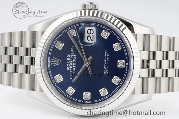 SmoothTexture DateJust 36 SS 116234 VSF 1:1 Best Edition 904L Steel Blue Diamonds Dial on Jubilee Bracelet VS 10156