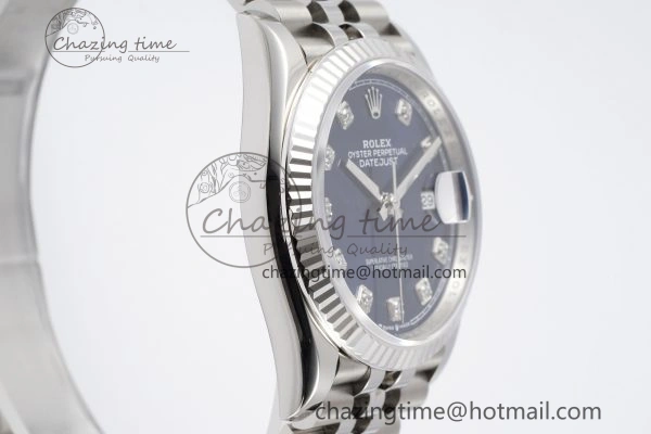 SmoothTexture DateJust 36 SS 116234 VSF 1:1 Best Edition 904L Steel Blue Diamonds Dial on Jubilee Bracelet VS 10156