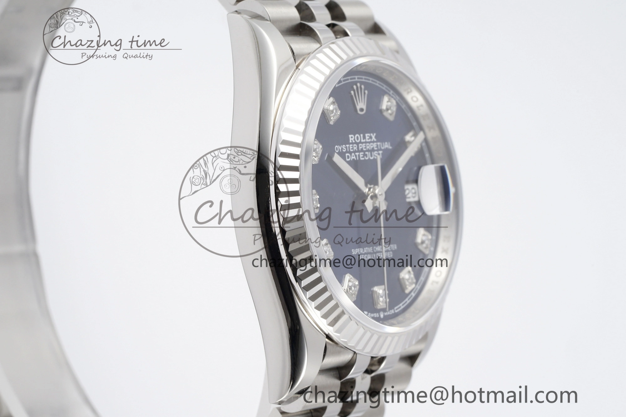 SmoothTexture DateJust 36 SS 116234 VSF 1:1 Best Edition 904L Steel Blue Diamonds Dial on Jubilee Bracelet VS 10156