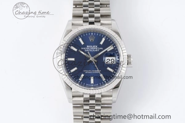 QuickDry DateJust 36 SS 116234 VSF 1:1 Best Edition 904L Steel Blue Stick Dial on Jubilee Bracelet VS 2091