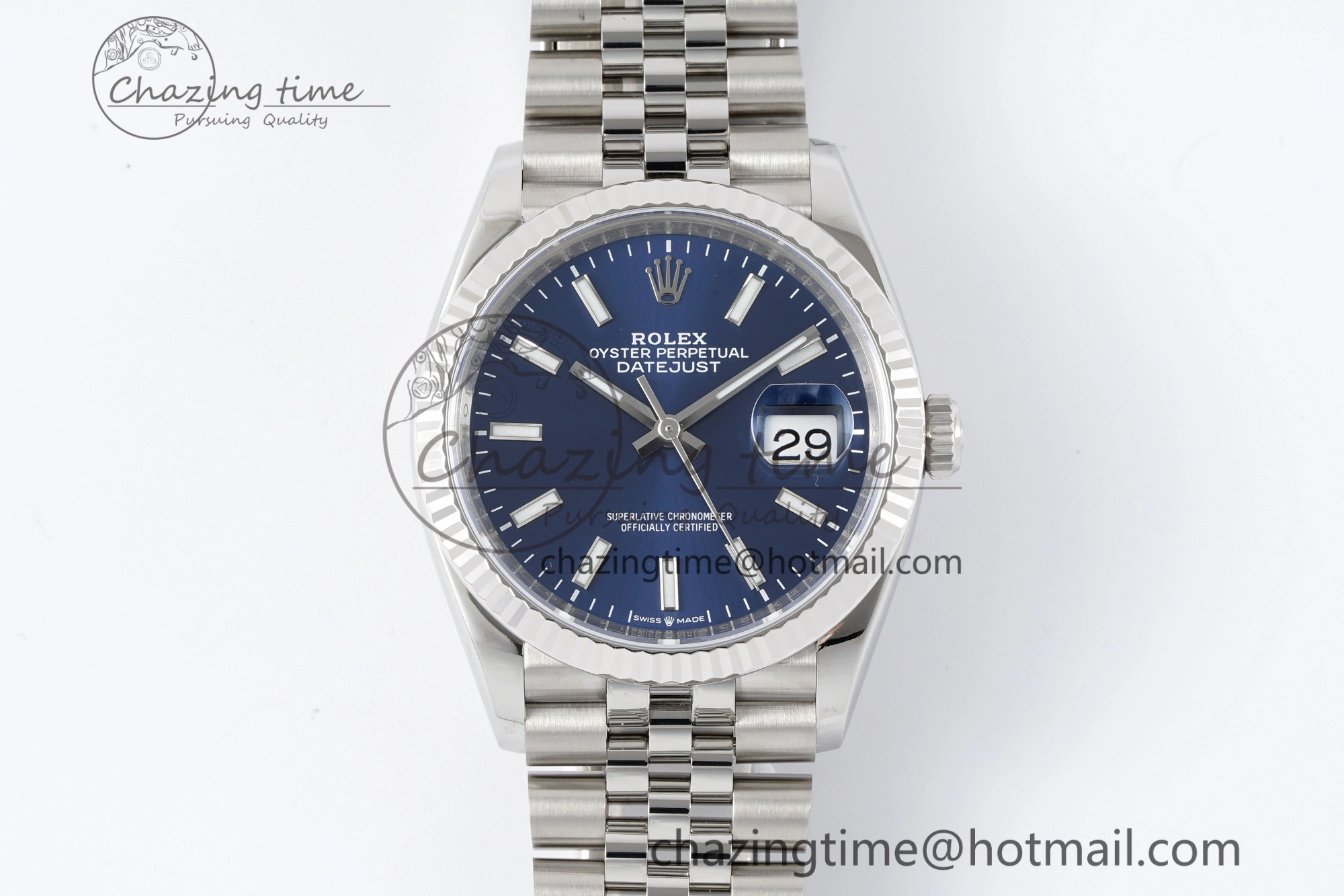 QuickDry DateJust 36 SS 116234 VSF 1:1 Best Edition 904L Steel Blue Stick Dial on Jubilee Bracelet VS 2091