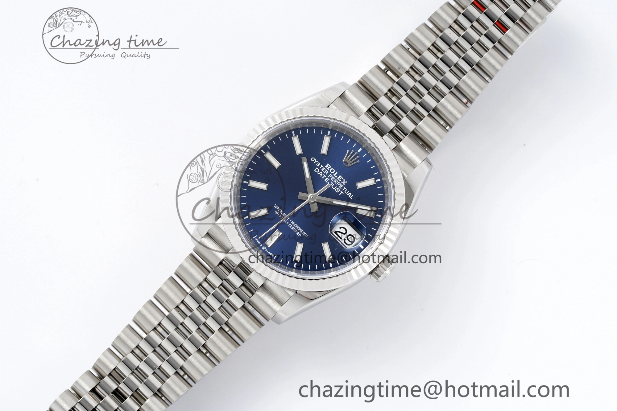QuickDry DateJust 36 SS 116234 VSF 1:1 Best Edition 904L Steel Blue Stick Dial on Jubilee Bracelet VS 2091