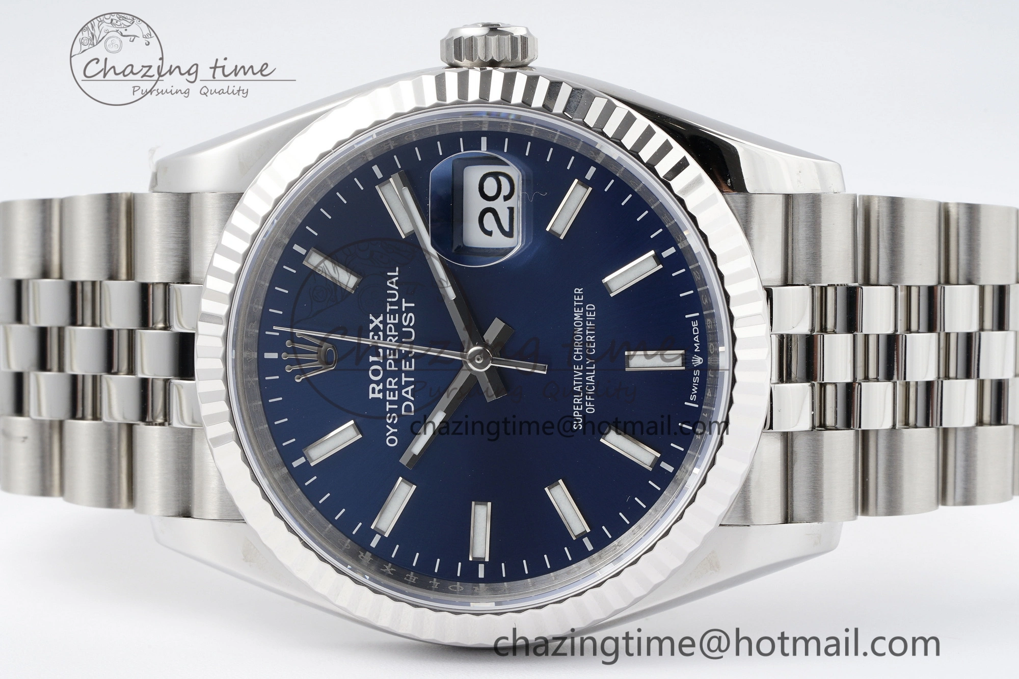 QuickDry DateJust 36 SS 116234 VSF 1:1 Best Edition 904L Steel Blue Stick Dial on Jubilee Bracelet VS 2091