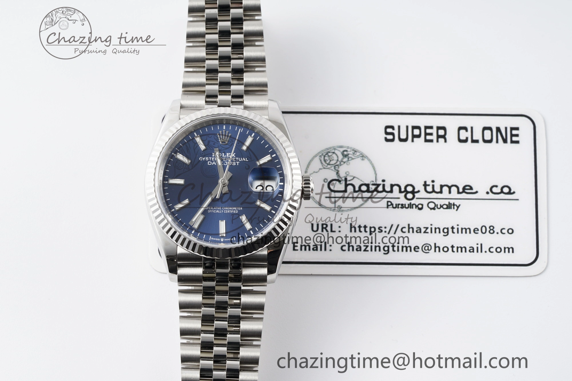 QuickDry DateJust 36 SS 116234 VSF 1:1 Best Edition 904L Steel Blue Stick Dial on Jubilee Bracelet VS 2091