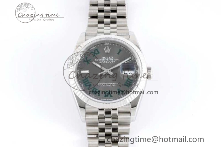 HighQuality DateJust 36 SS 116234 VSF 1:1 Best Edition 904L Steel Gray Green Roman Dial on Jubilee Bracelet VS 2027