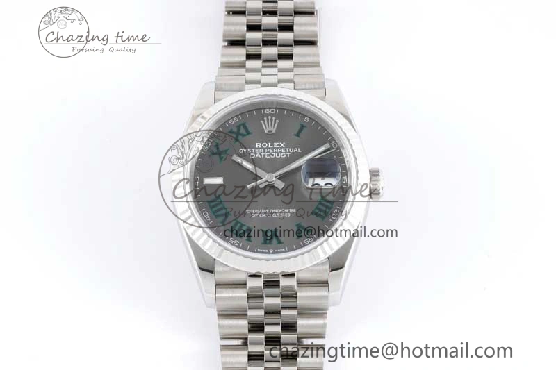 HighQuality DateJust 36 SS 116234 VSF 1:1 Best Edition 904L Steel Gray Green Roman Dial on Jubilee Bracelet VS 2027