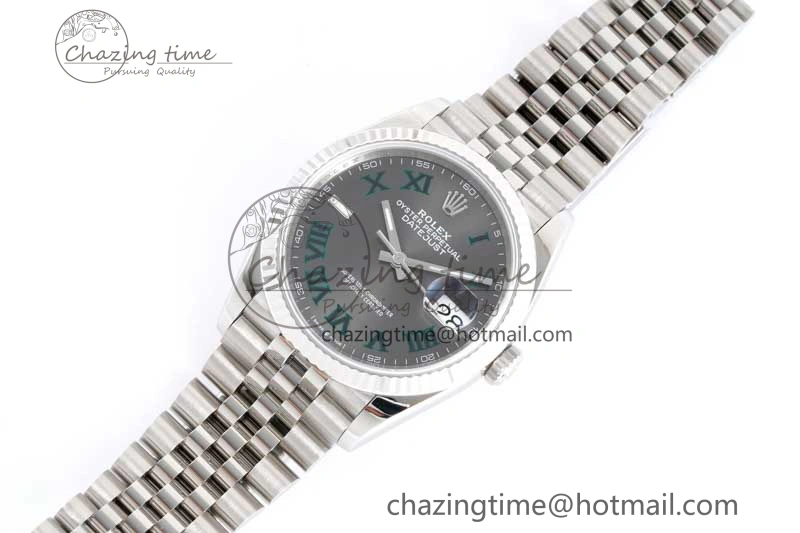 HighQuality DateJust 36 SS 116234 VSF 1:1 Best Edition 904L Steel Gray Green Roman Dial on Jubilee Bracelet VS 2027