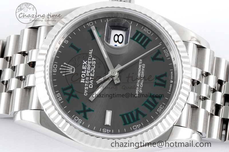 HighQuality DateJust 36 SS 116234 VSF 1:1 Best Edition 904L Steel Gray Green Roman Dial on Jubilee Bracelet VS 2027