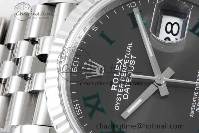 HighQuality DateJust 36 SS 116234 VSF 1:1 Best Edition 904L Steel Gray Green Roman Dial on Jubilee Bracelet VS 2027