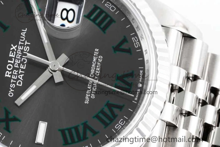 HighQuality DateJust 36 SS 116234 VSF 1:1 Best Edition 904L Steel Gray Green Roman Dial on Jubilee Bracelet VS 2027