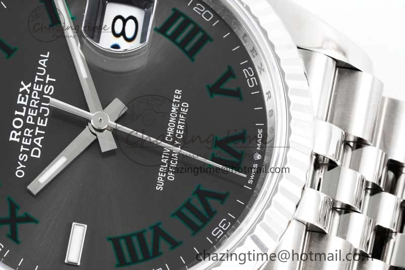 HighQuality DateJust 36 SS 116234 VSF 1:1 Best Edition 904L Steel Gray Green Roman Dial on Jubilee Bracelet VS 2027