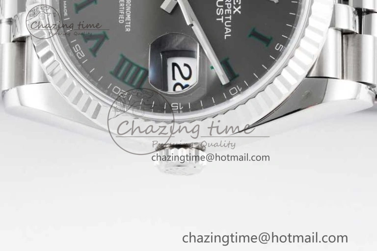 HighQuality DateJust 36 SS 116234 VSF 1:1 Best Edition 904L Steel Gray Green Roman Dial on Jubilee Bracelet VS 2027