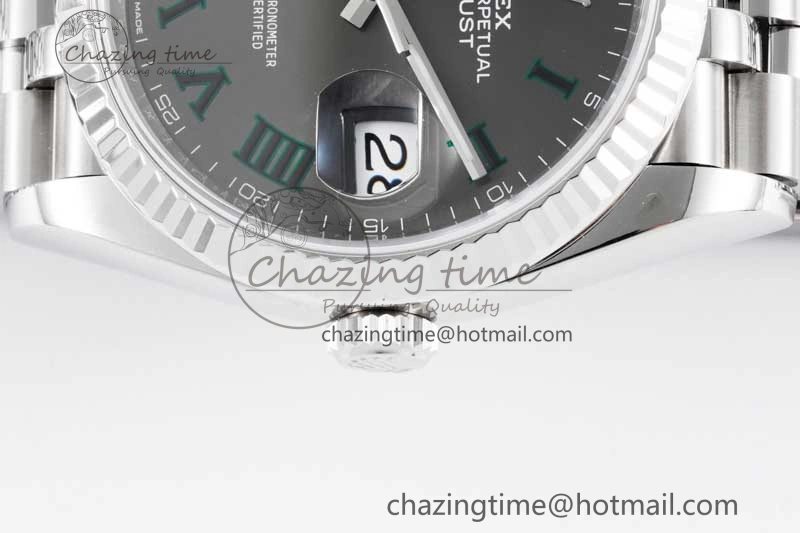 HighQuality DateJust 36 SS 116234 VSF 1:1 Best Edition 904L Steel Gray Green Roman Dial on Jubilee Bracelet VS 2027