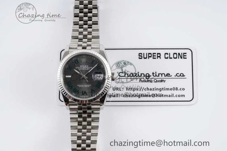 HighQuality DateJust 36 SS 116234 VSF 1:1 Best Edition 904L Steel Gray Green Roman Dial on Jubilee Bracelet VS 2027