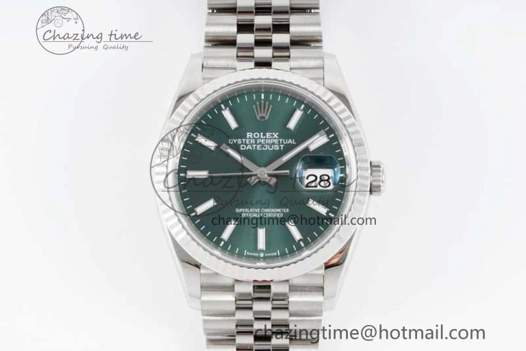 DateJust 36 SS 116234 VSF 1:1 Best Edition 904L Steel Green Sundust Dial on Jubilee Bracelet VS SmoothTexture 10142