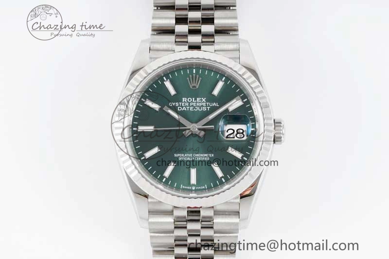DateJust 36 SS 116234 VSF 1:1 Best Edition 904L Steel Green Sundust Dial on Jubilee Bracelet VS SmoothTexture 10142