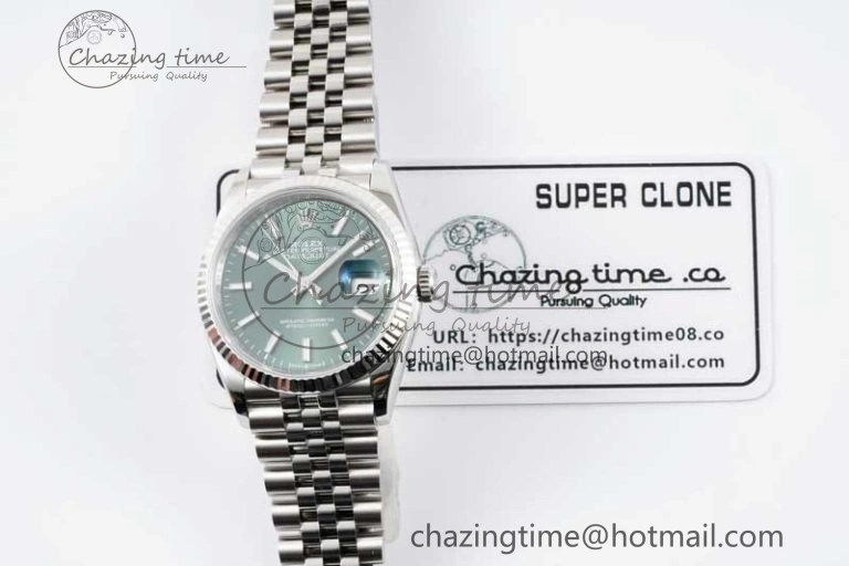 DateJust 36 SS 116234 VSF 1:1 Best Edition 904L Steel Green Sundust Dial on Jubilee Bracelet VS SmoothTexture 10142