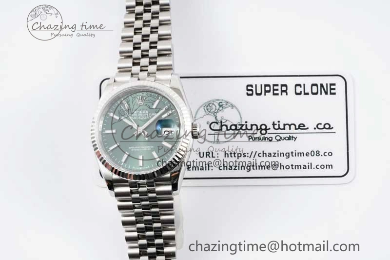DateJust 36 SS 116234 VSF 1:1 Best Edition 904L Steel Green Sundust Dial on Jubilee Bracelet VS SmoothTexture 10142