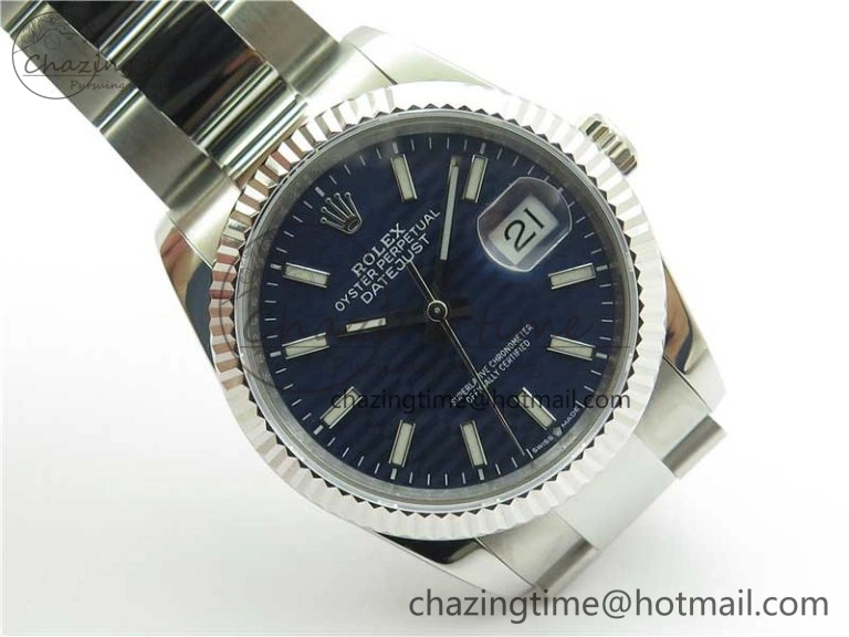 Minimalist DateJust 36 SS 126200 BP Maker 1:1 Best Edition Fluted Bezel Blue Dial on Oyster Bracelet 2538