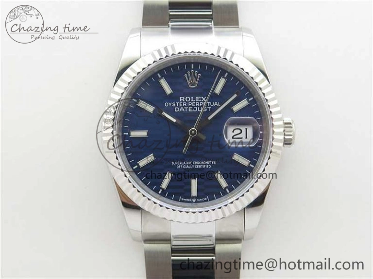 Minimalist DateJust 36 SS 126200 BP Maker 1:1 Best Edition Fluted Bezel Blue Dial on Oyster Bracelet 2538