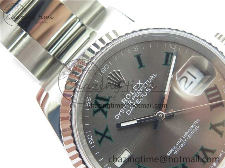 DateJust 36 SS 126200 BP Maker 1:1 Best Edition Fluted Bezel Gray Roman Dial on Oyster Bracelet Timeless 2536