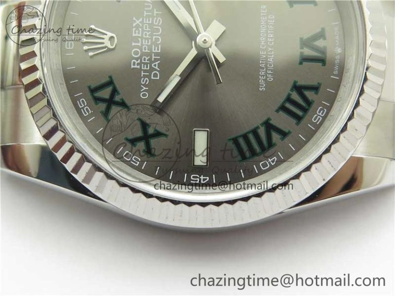 DateJust 36 SS 126200 BP Maker 1:1 Best Edition Fluted Bezel Gray Roman Dial on Oyster Bracelet Timeless 2536
