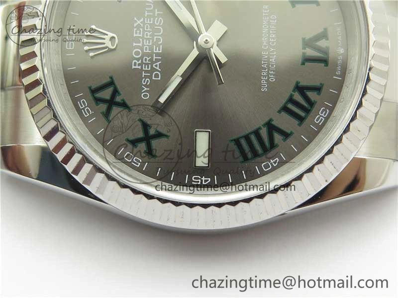 DateJust 36 SS 126200 BP Maker 1:1 Best Edition Fluted Bezel Gray Roman Dial on Oyster Bracelet Timeless 2536