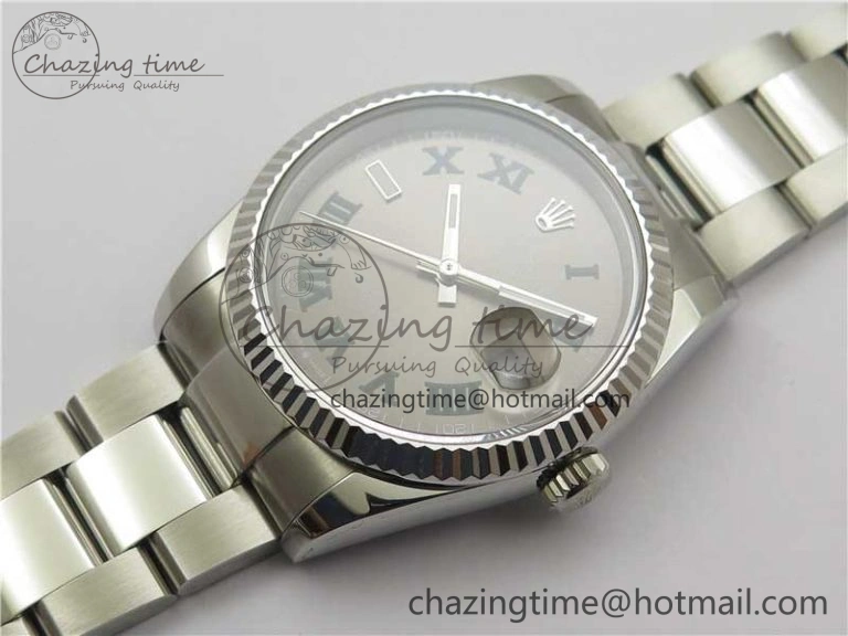 DateJust 36 SS 126200 BP Maker 1:1 Best Edition Fluted Bezel Gray Roman Dial on Oyster Bracelet Timeless 2536