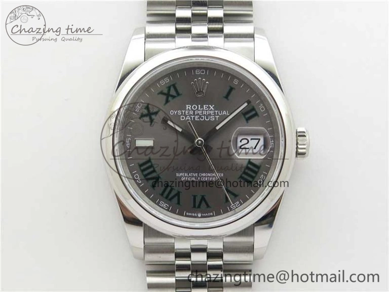 Vibrant DateJust 36 SS 126200 BP Maker 1:1 Best Edition Gray Roman Dial on Jubilee Bracelet 2530