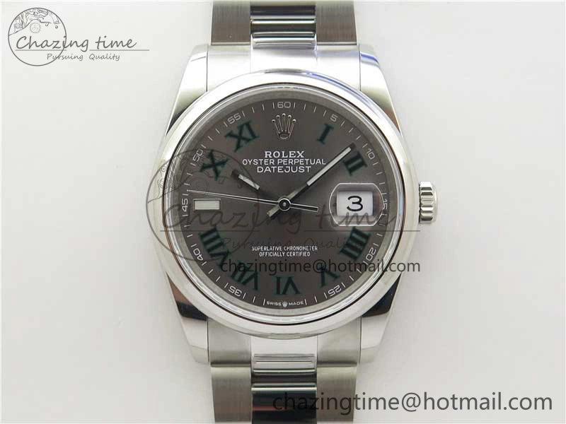 Classic DateJust 36 SS 126200 BP Maker 1:1 Best Edition Gray Roman Dial on Oyster Bracelet 2539