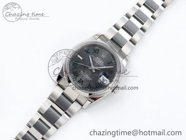 Upgraded DateJust 36 SS 126200 VSF 1:1 Best Edition 904L Steel Gray Dial Green Roman on Oyster Bracelet VS 1677