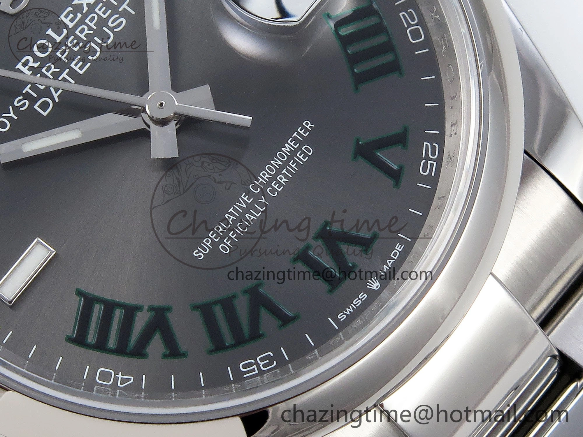 Upgraded DateJust 36 SS 126200 VSF 1:1 Best Edition 904L Steel Gray Dial Green Roman on Oyster Bracelet VS 1677