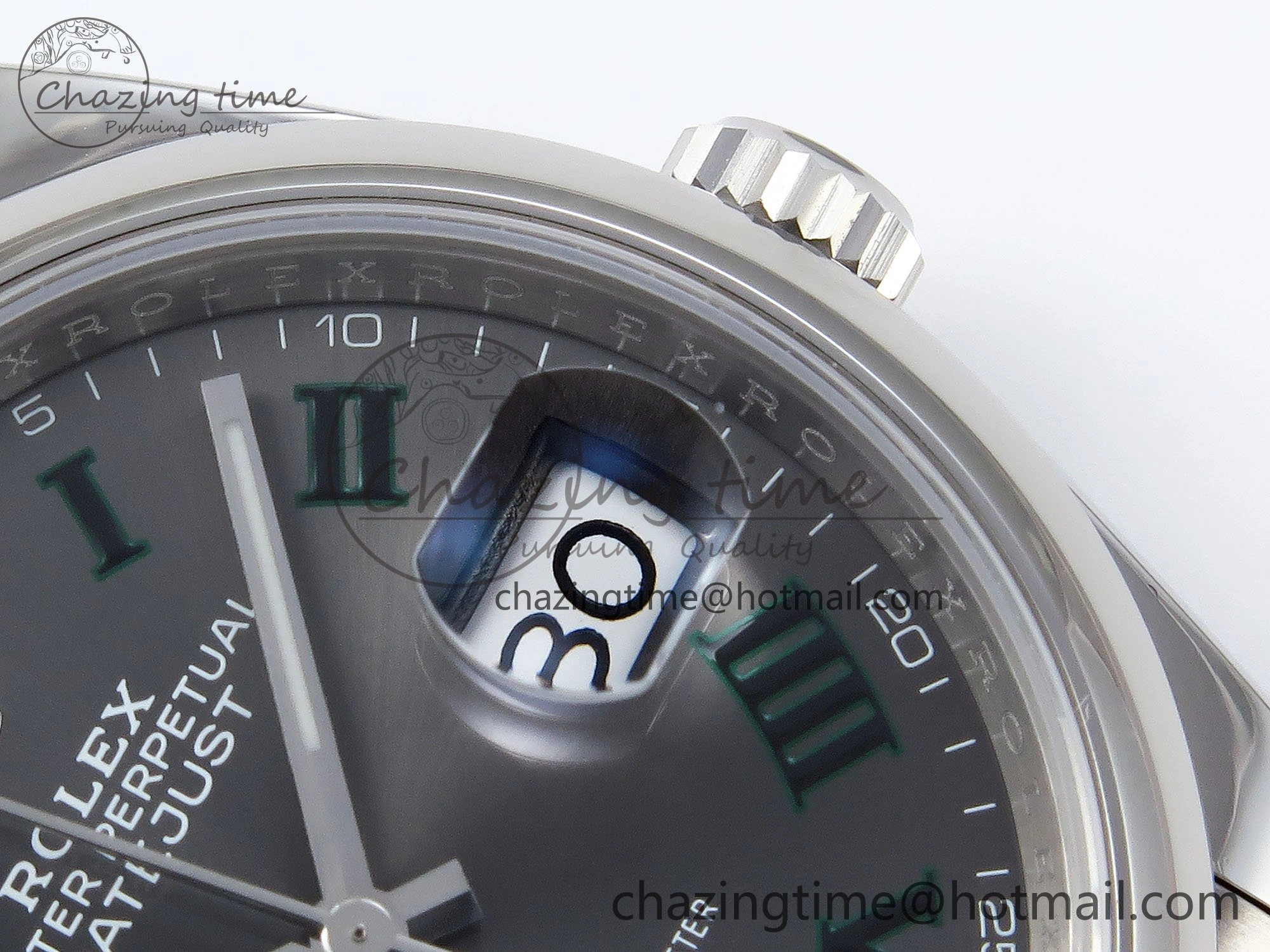 Upgraded DateJust 36 SS 126200 VSF 1:1 Best Edition 904L Steel Gray Dial Green Roman on Oyster Bracelet VS 1677