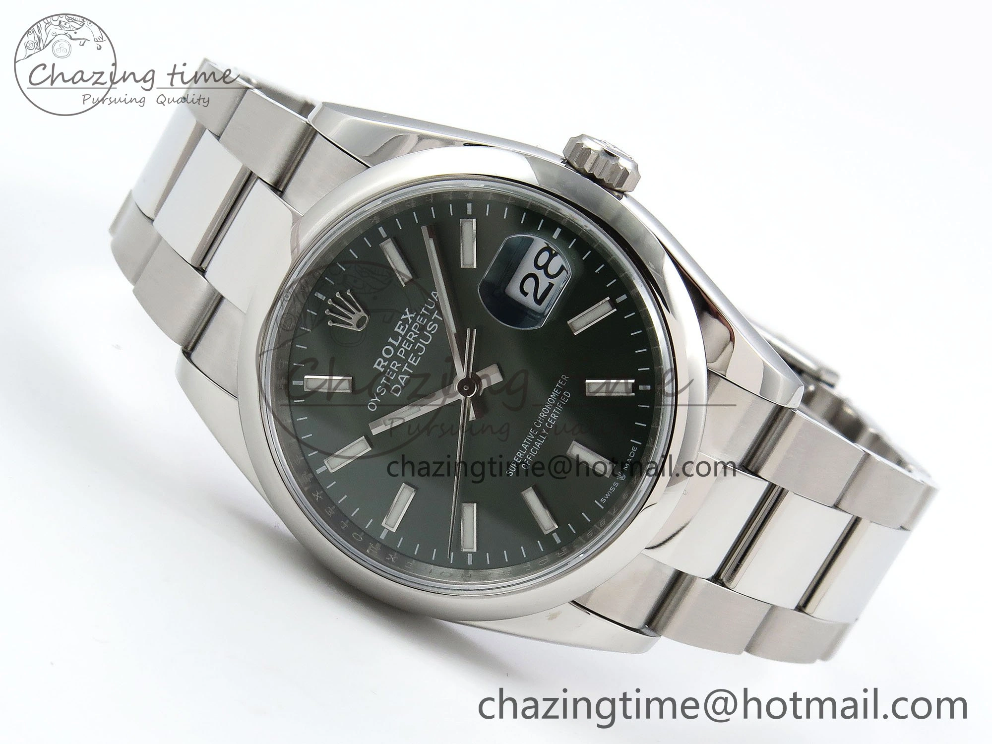 Comfortable DateJust 36 SS 126200 VSF 1:1 Best Edition 904L Steel Green Dial on Oyster Bracelet VS 1569