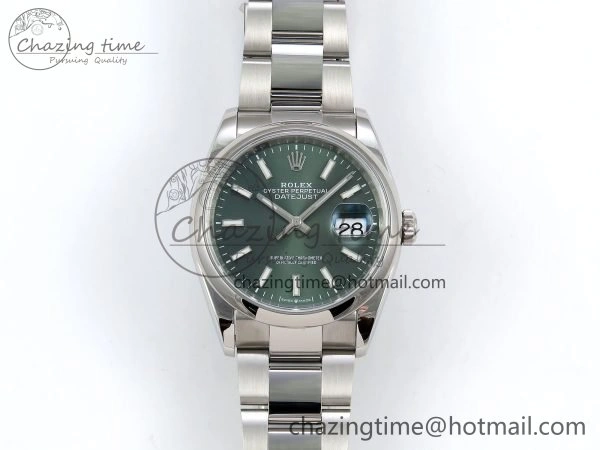 Comfortable DateJust 36 SS 126200 VSF 1:1 Best Edition 904L Steel Green Dial on Oyster Bracelet VS 1569