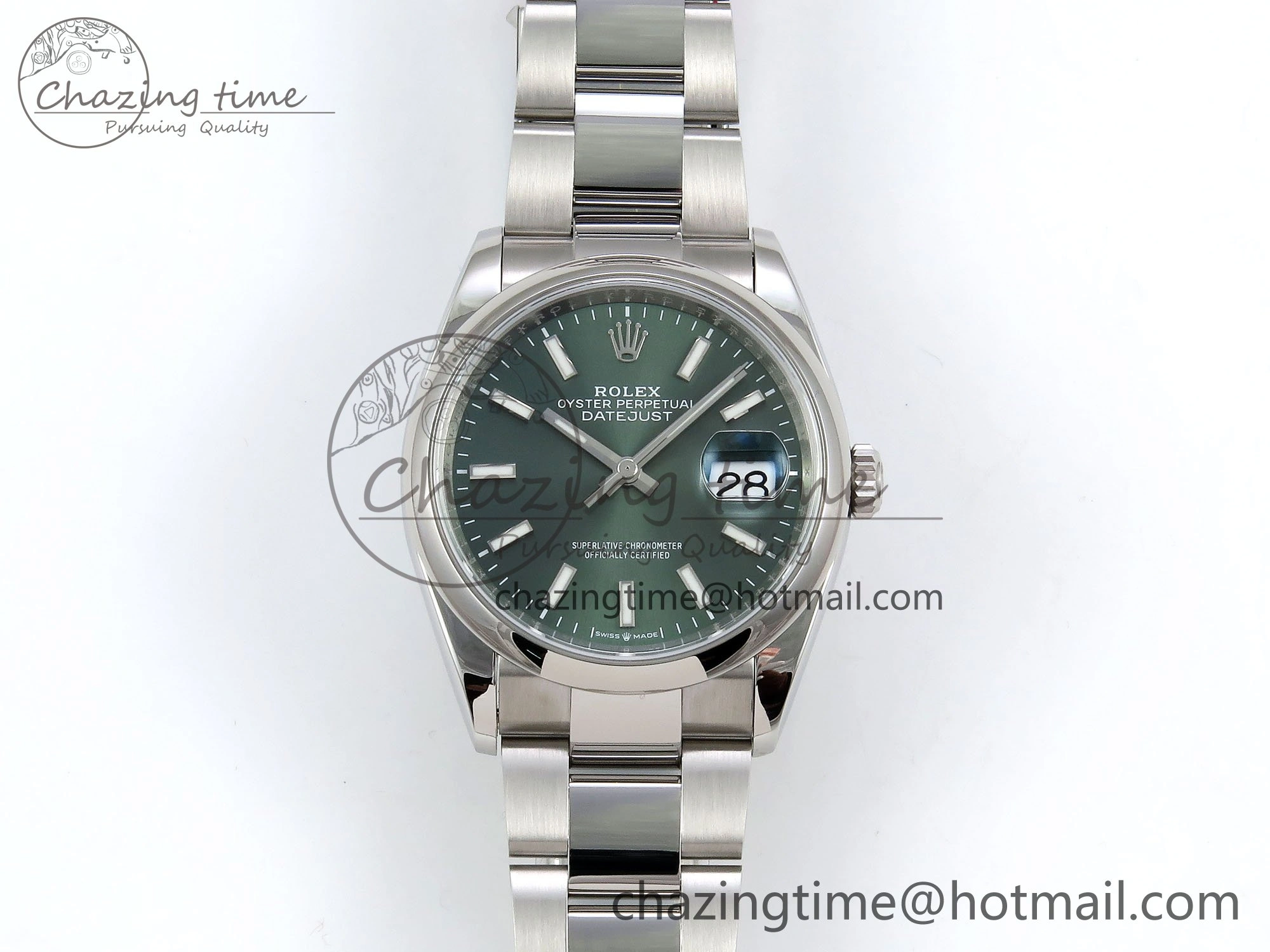 Comfortable DateJust 36 SS 126200 VSF 1:1 Best Edition 904L Steel Green Dial on Oyster Bracelet VS 1569
