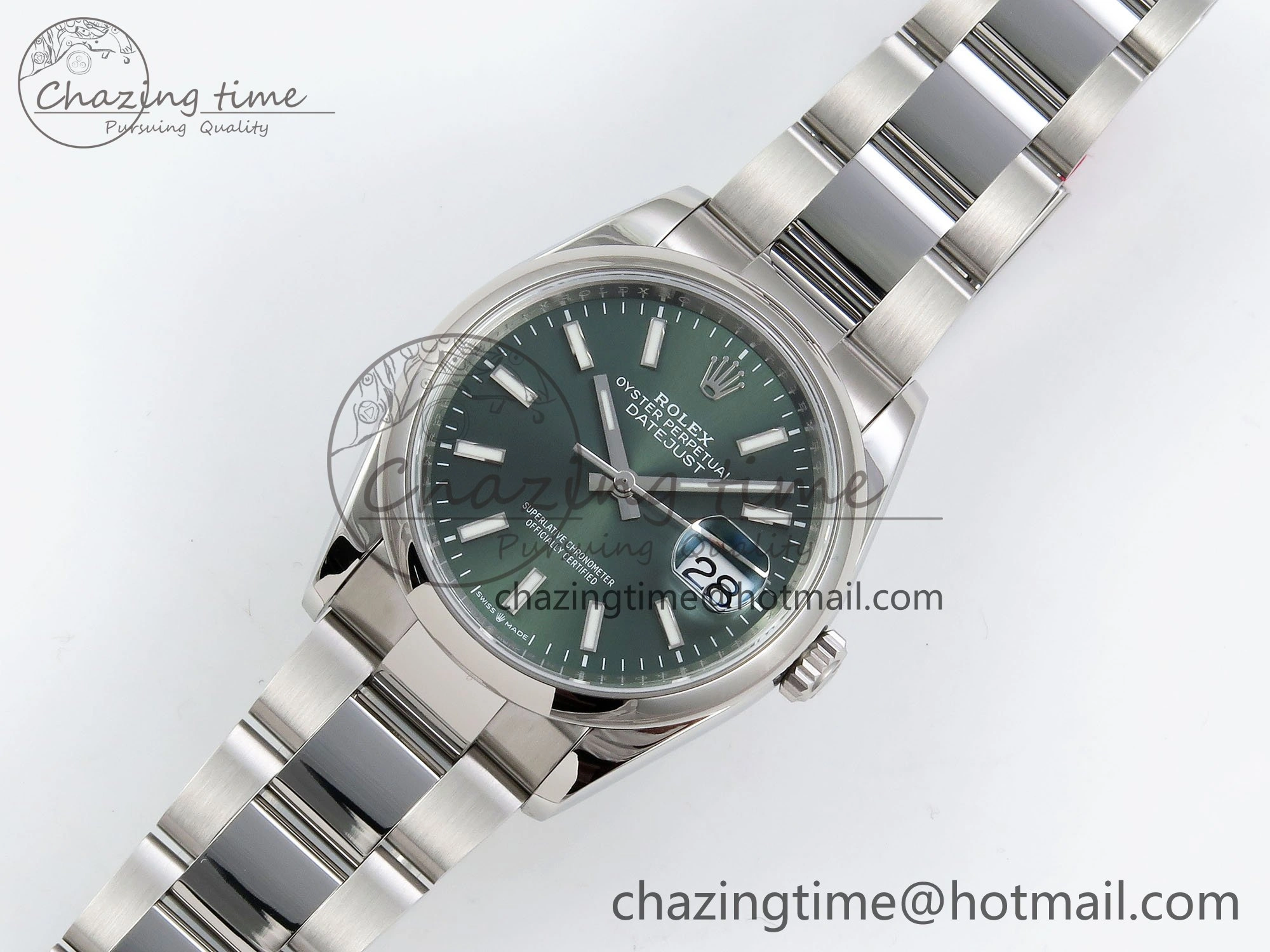 Comfortable DateJust 36 SS 126200 VSF 1:1 Best Edition 904L Steel Green Dial on Oyster Bracelet VS 1569