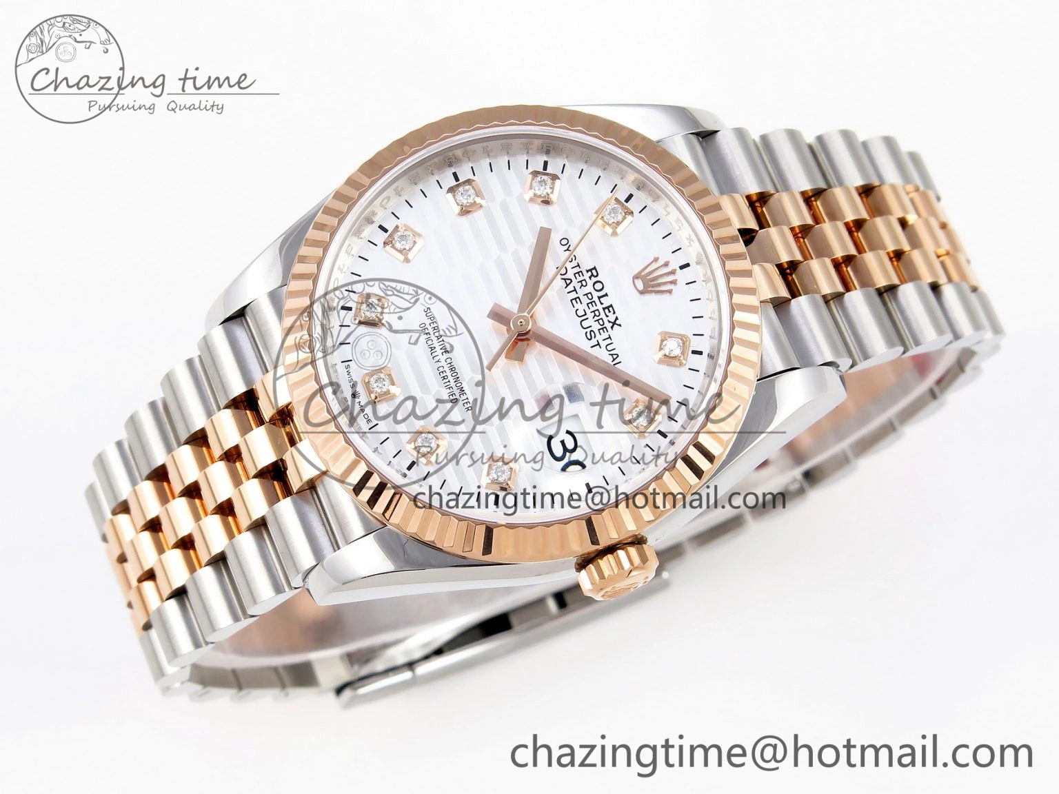 SmartChoice DateJust 36 SS 126231 VSF 1:1 Best Edition 904L Steel Silver Textured Diamonds Dial on Jubilee Bracelet VS 10133