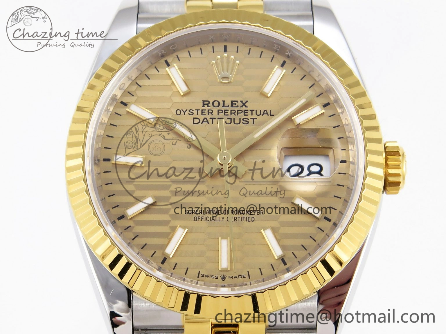 DateJust 36 SS 126233 VSF 1:1 Best Edition 904L Steel YG Textured Dial on Jubilee Bracelet VS SoftTouch 10130