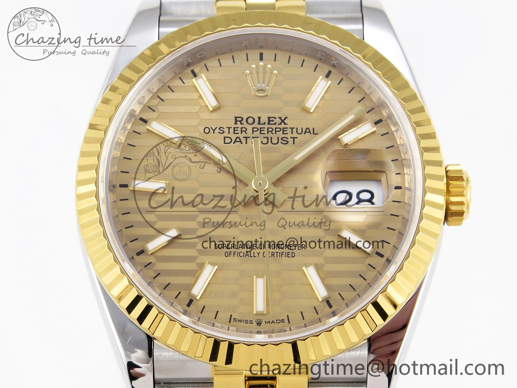 DateJust 36 SS 126233 VSF 1:1 Best Edition 904L Steel YG Textured Dial on Jubilee Bracelet VS SoftTouch 10130