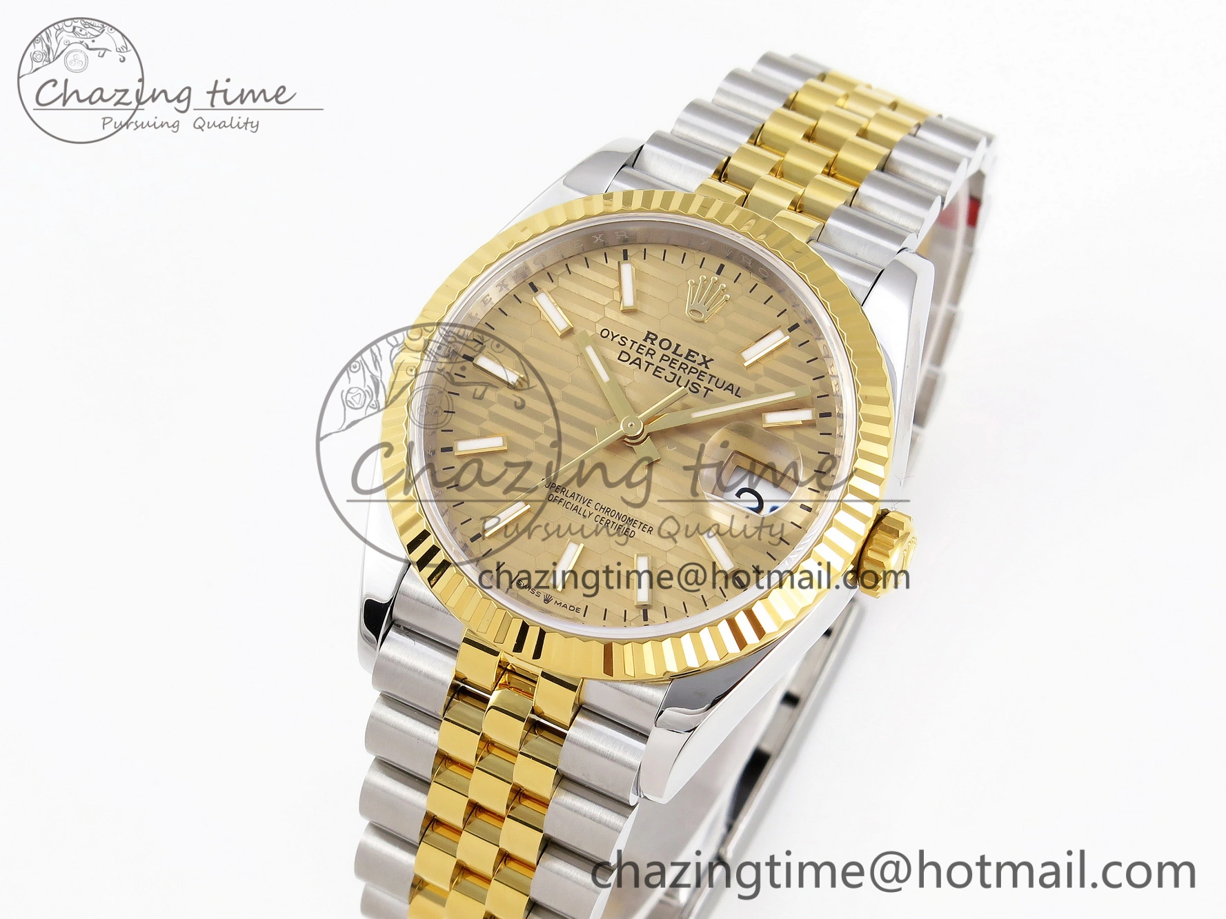 DateJust 36 SS 126233 VSF 1:1 Best Edition 904L Steel YG Textured Dial on Jubilee Bracelet VS SoftTouch 10130