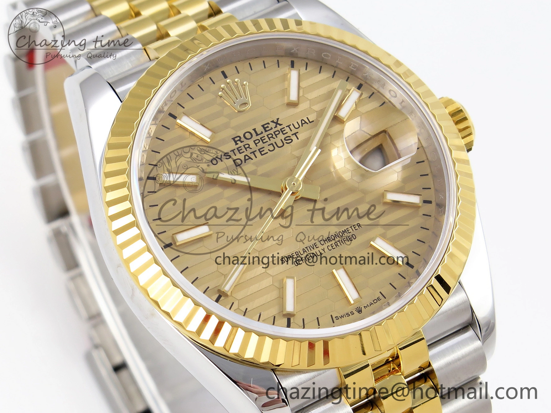 DateJust 36 SS 126233 VSF 1:1 Best Edition 904L Steel YG Textured Dial on Jubilee Bracelet VS SoftTouch 10130