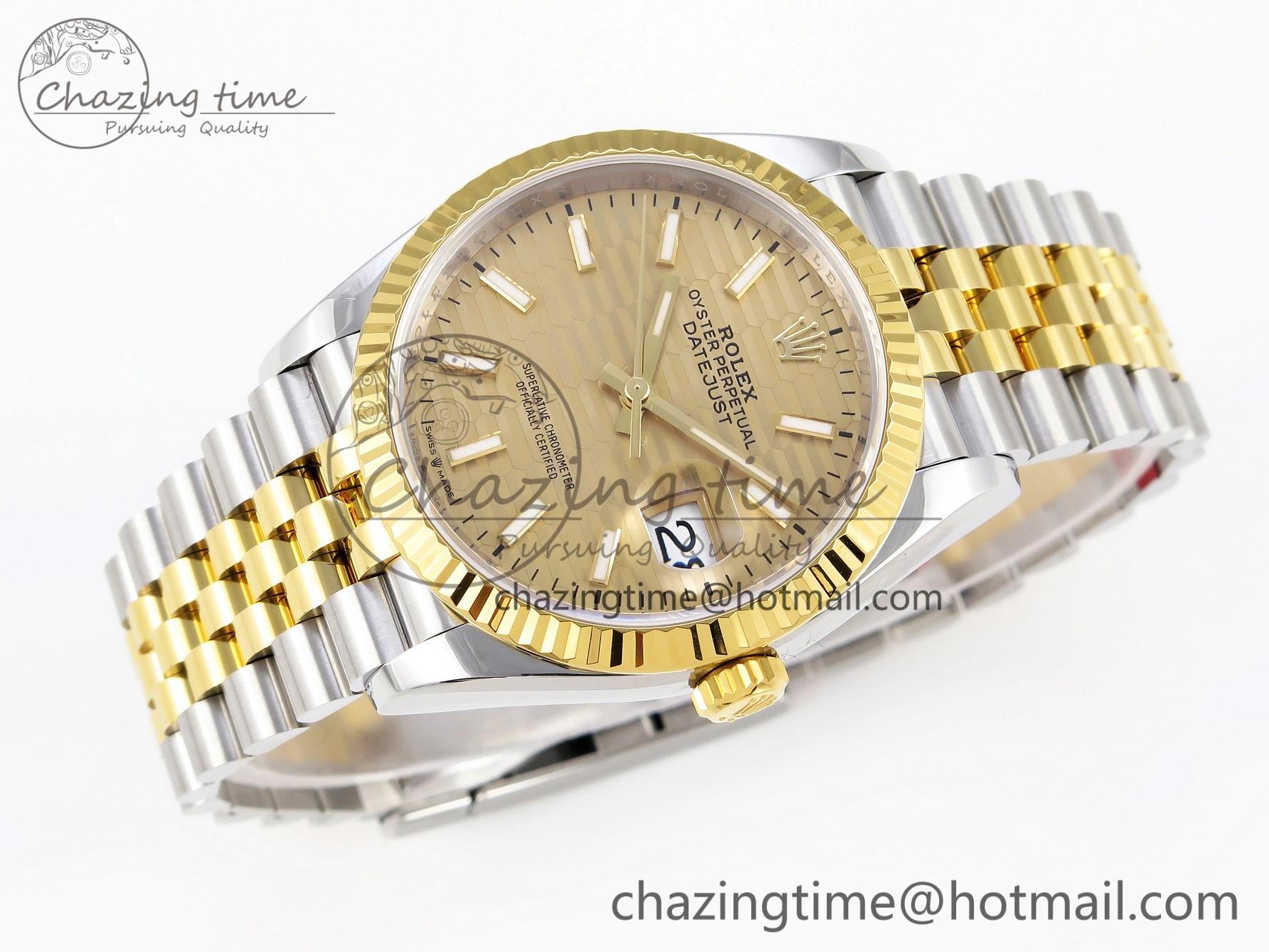 DateJust 36 SS 126233 VSF 1:1 Best Edition 904L Steel YG Textured Dial on Jubilee Bracelet VS SoftTouch 10130