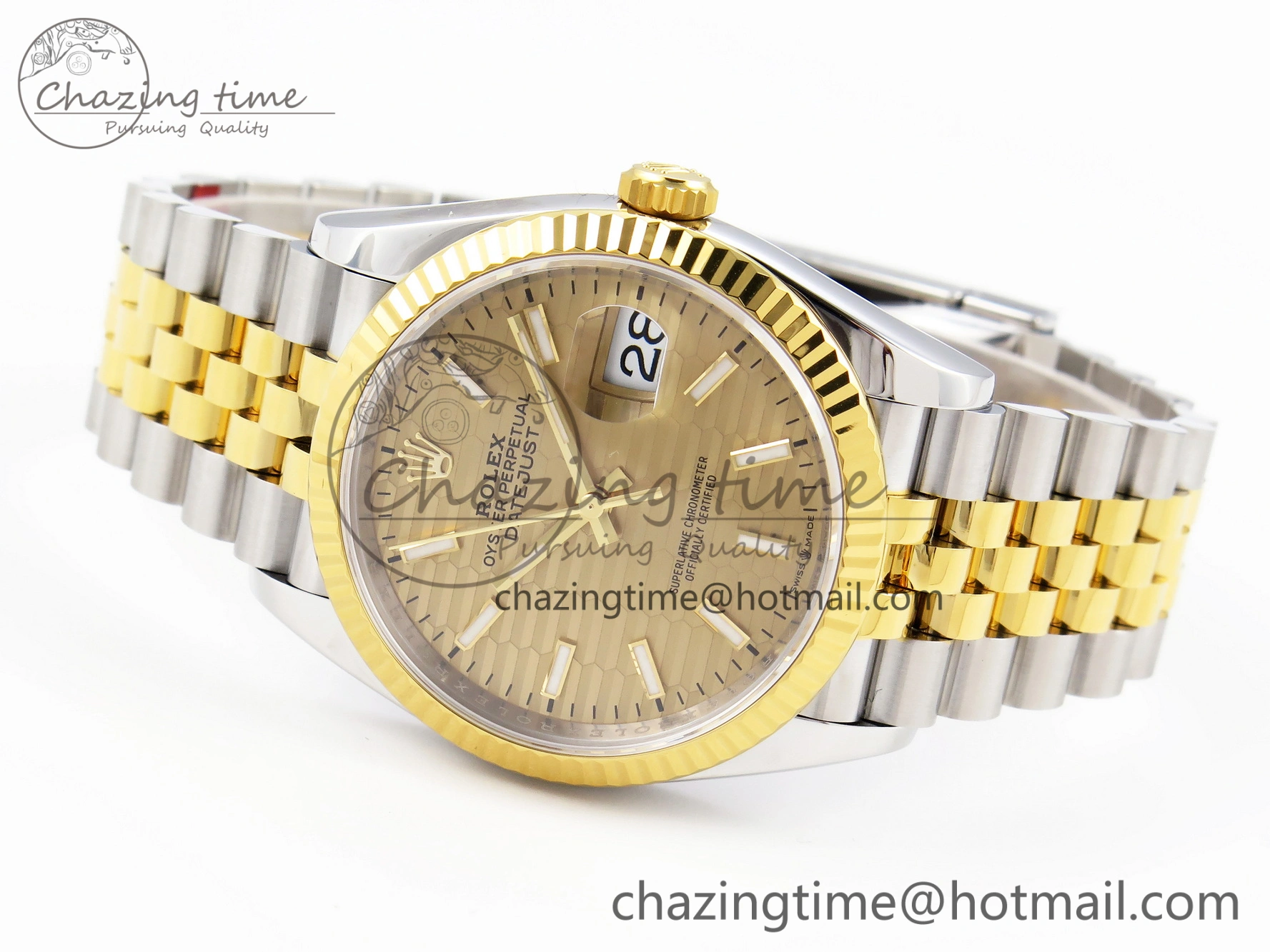 DateJust 36 SS 126233 VSF 1:1 Best Edition 904L Steel YG Textured Dial on Jubilee Bracelet VS SoftTouch 10130
