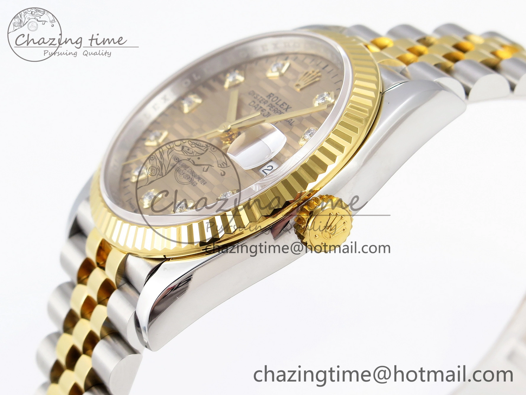 Snug DateJust 36 SS 126233 VSF 1:1 Best Edition 904L Steel YG Textured Diamonds Dial on Jubilee Bracelet VS 1897