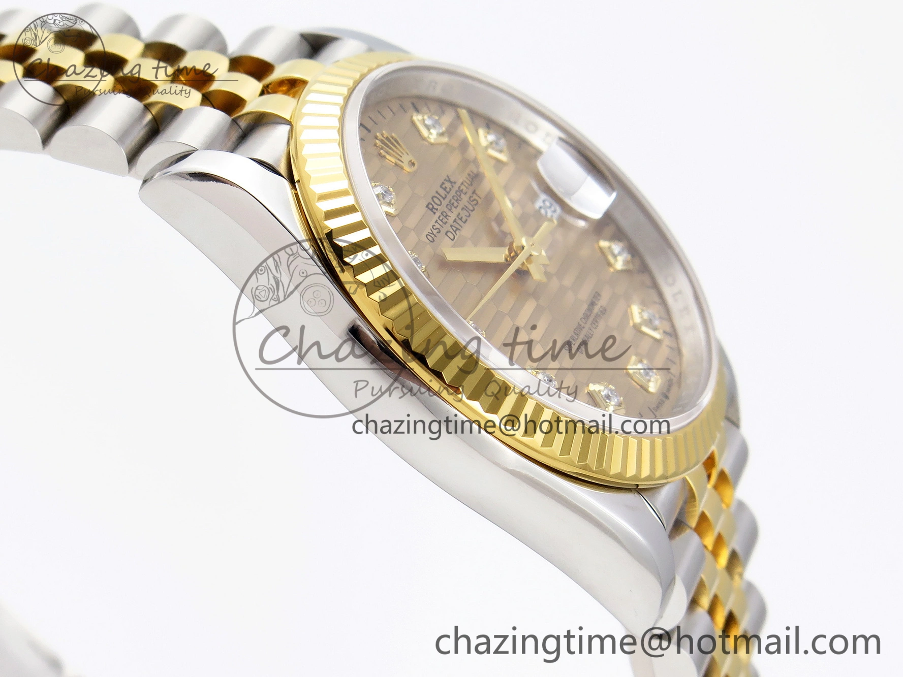 Snug DateJust 36 SS 126233 VSF 1:1 Best Edition 904L Steel YG Textured Diamonds Dial on Jubilee Bracelet VS 1897