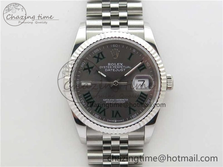 DateJust 36 SS 126234 BP Maker 1:1 Best Edition Fluted Bezel Gray Roman Dial on Jubilee Bracelet Lightweight 2527