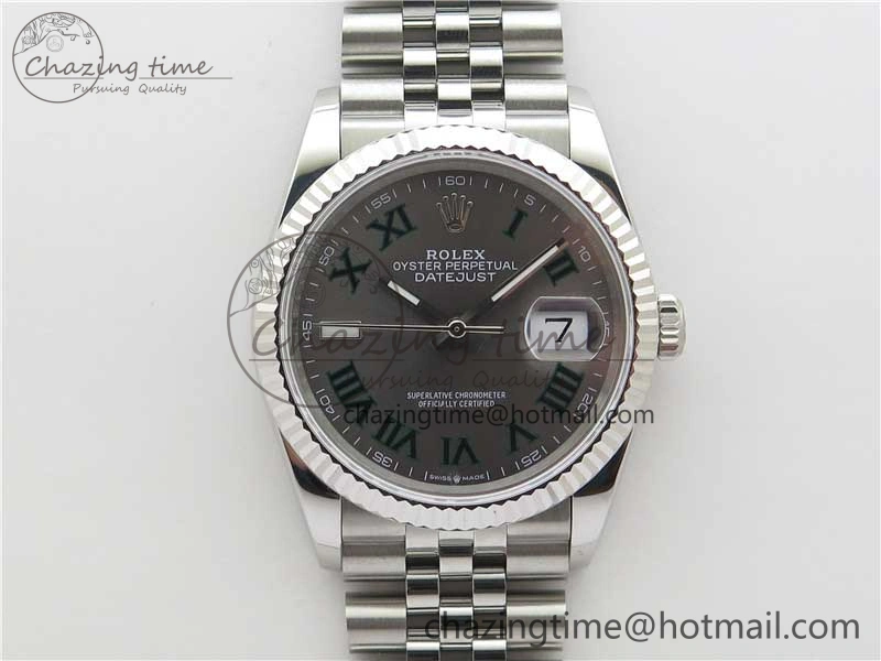 DateJust 36 SS 126234 BP Maker 1:1 Best Edition Fluted Bezel Gray Roman Dial on Jubilee Bracelet Lightweight 2527