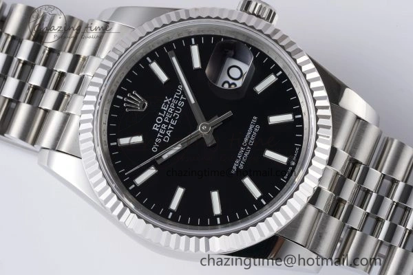 ComfortFit DateJust 36 SS 126234 JDF 904L Steel Black Dial Stick Markers on Jubilee Bracelet V 1746